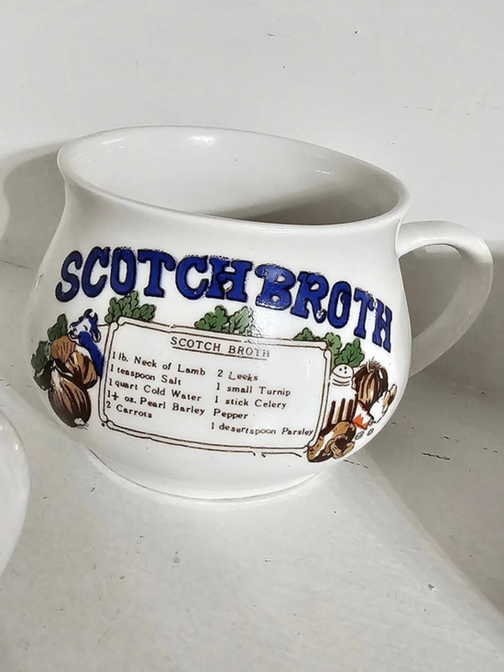Scotch Broth Soup Server White & Blue